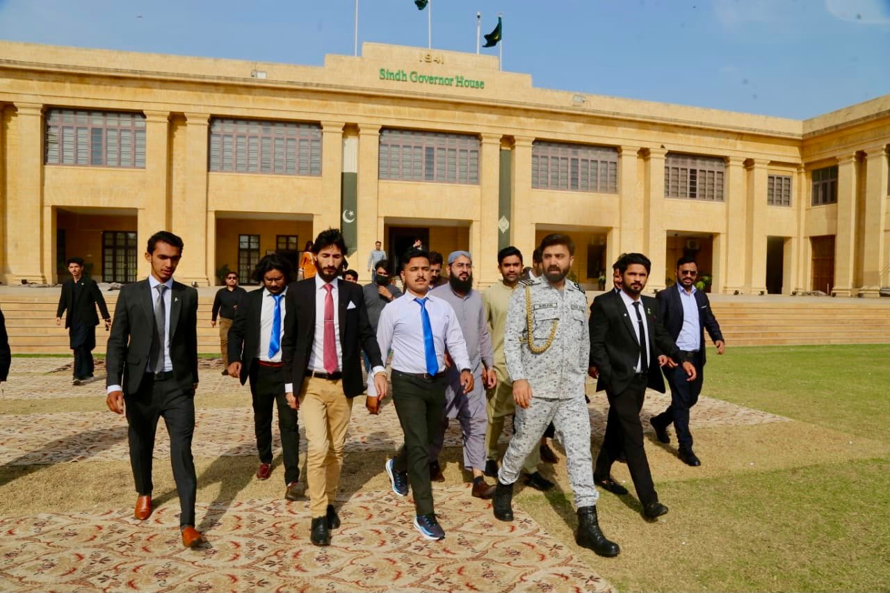 Syed Qadar Shah and a youth delegation visiting Governor House Sindh for an IT sector session