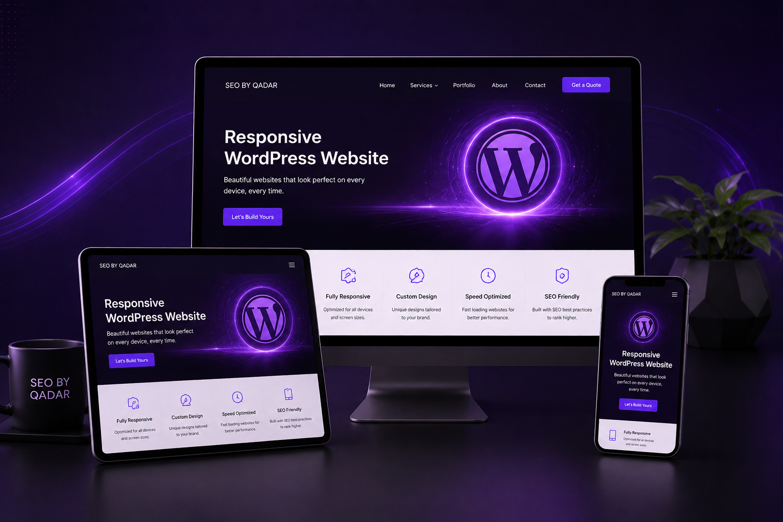 Responsive WordPress development on desktop tablet and mobile