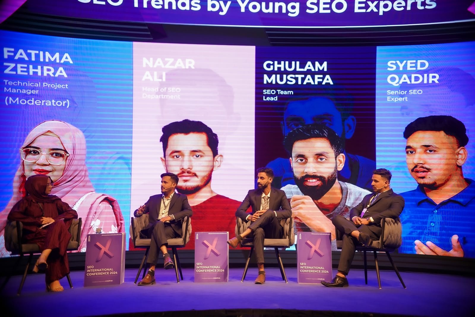 Syed Qadar Shah speaking on a panel at Pakistan's first SEO International Conference